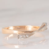 Anello vintage a fiocco in oro rosa e bianco 14K con diamanti