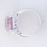 Anello da cocktail vintage in platino con ametrina (7.55ct) e diamanti (0.33ctw), anni ‘80/‘90