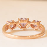Anello vintage in oro rosa 9K con ametiste (0.90ctw ca.) e diamanti, anni ‘80/‘90