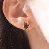 Orecchini vintage in oro giallo 9K con granati, anni ‘60