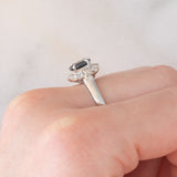 Anello ballerina vintage in platino con zaffiro (1.05ct) e diamanti (0.35ctw), anni ‘90