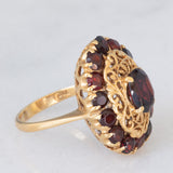 Anello vintage in oro giallo 18K con granati (3.50ctw ca.), anni ‘50/‘60