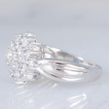 Anello a fiore vintage in platino con diamanti (1ctw), anni ‘80
