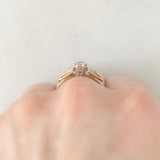 Solitario vintage in oro giallo 9K con diamanti (centrale di taglio brillante e di 0.20ct ca.)