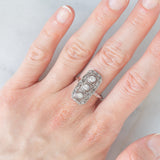 Anello Art Déco in oro bianco 14K e platino con diamanti (0.50ctw ca.), anni ‘30