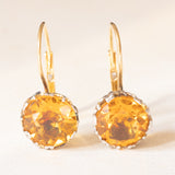 Orecchini antichi in oro giallo 18K e argento con quarzi citrini (4ctw ca.), primi del ‘900