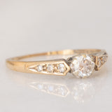 Solitario vintage in oro giallo 9K con diamanti (0.20ctw ca.)
