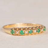 Veretta vintage in oro giallo 9K con smeraldi (0.15ct ca.) e diamanti (0.04ctw ca.), anno 1987