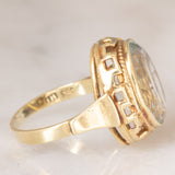 Anello da cocktail vintage in oro giallo 14K con acquamarina (5ct ca.), anni ‘60