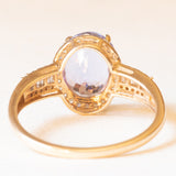 Anello da cocktail vintage in oro giallo e bianco 9K con tanzanite (3.20ct ca.) e diamanti (0.46ctw ca.)