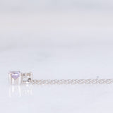 Collana vintage in oro bianco 10K con ciondolo punto luce con zaffiro rosa e diamante