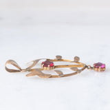 Pendente antico lavalier in oro giallo 9K con tormaline rosa, anni ‘10/‘20