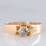 Solitario antico a fascia in oro giallo 14K con diamante di taglio rosetta (0.25ct ca.), primi del ‘900