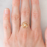 Anello tourbillion in oro giallo 18K con diamanti (0.45ctw), anni ‘80