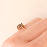 Anello a fiore vintage in oro giallo 9K con zaffiri (0.30ctw ca.), anni ‘80