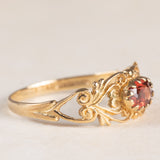Anello vintage in oro giallo 9K con granato (0.40ct ca.), anno 1993