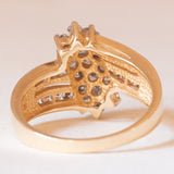Anello vintage in oro giallo e bianco 14K con diamanti di taglio brillante (1ctw ca.), anni ‘70