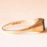 Anello chevalier vintage in oro giallo 9K con onice, anno 1984