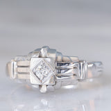 Solitario Art Déco in oro bianco 18K con diamante (0.10ct ca.), anni ‘30