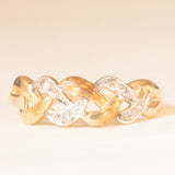 Anello “Keeper” (custode) vintage in oro giallo e bianco 9K con diamanti, anni ‘50/‘60