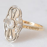 Anello antico in oro giallo 18K e argento con diamanti di taglio rosetta, primi del ‘900