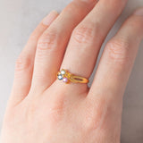 Anello a fiore vintage in oro giallo 8K con topazi colorati (0.40ctw ca.)