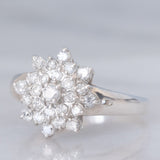 Anello a fiocco di neve in platino con diamanti di taglio brillante (0.50ctw), anni ‘70/‘80
