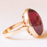 Anello da cocktail vintage in oro giallo 18K con tormalina rosa (12ct ca.), anni ‘60/‘70