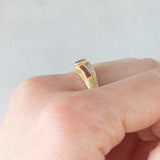 Anello vintage in oro giallo 18K con rubini e diamanti, anni ‘60/‘70