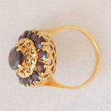 Anello vintage in oro giallo 18K con granati (3.50ctw ca.), anni ‘50/‘60