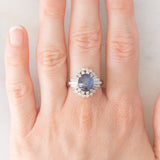 Anello ballerina vintage in platino con zaffiro stellato (4.59ct) e diamanti (0.85ctw), anni '90
