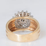 Anello a fiore vintage con fascia in oro giallo e bianco 14K con diamanti di taglio brillante (1ctw ca.), anni ‘70