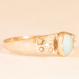 Anello a fascia vintage in oro giallo 8K con opale (0.25ct ca.) e perline bianche, anni ‘70