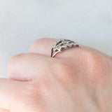 Anello antico in oro giallo 14K e argento con diamanti di taglio rosetta, primi del ‘900