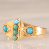 Anello antico in oro giallo 18K con turchesi, anno 1941