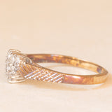 Anello in oro giallo 9K con decorazione a cuore in oro bianco 9K con diamanti (0.14ctw ca.), anno 1986