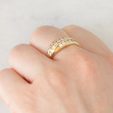 Anello a fascia vintage in oro giallo 18K con diamanti di taglio brillante (1ctw ca), anni ‘70