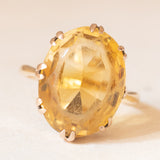 Anello Art Déco da cocktail in oro giallo 9K con quarzo citrino (7.20ct ca.), anni ‘30