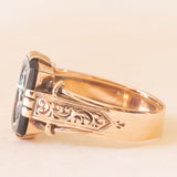 Anello vintage in oro giallo 14K con corniola incisa con profilo di soldato romano, anni ‘50/‘60