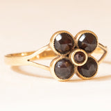 Anello a fiore antico in oro giallo 14K con granati, primi del ‘900
