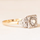 Anello Art Déco in oro giallo 14K e argento con diamanti (0.24ctw ca.), anni ‘20/‘30