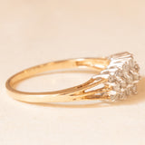 Anello vintage in oro giallo e bianco 9K con diamanti (0.35ctw ca.), anni ‘70/‘80