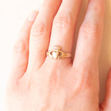 Raro anello Claddagh antico originale irlandese in oro giallo 9K, anno 1833