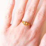 Anello vintage in oro giallo 9K con quarzi citrini (1ctw ca.), anno 2001