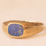 Anello chevalier vintage in oro giallo 8K con lapislazzuli, anni ‘50