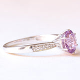 Anello vintage in oro bianco 9K con ametista (1.50ct ca.) e diamanti (0.04ctw ca.)