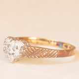 Anello in oro giallo 9K con decorazione a cuore in oro bianco 9K con diamanti (0.14ctw ca.), anno 1986