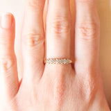 Anello vintage in oro giallo e bianco 9K con diamanti (0.12ctw ca.)