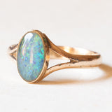 Anello vintage in oro giallo 14K con opale sintetico, anni ‘70