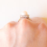 Anello a margherita vintage in oro bianco 14K con perla bianca e diamanti (0.36ctw ca.), anni ‘60